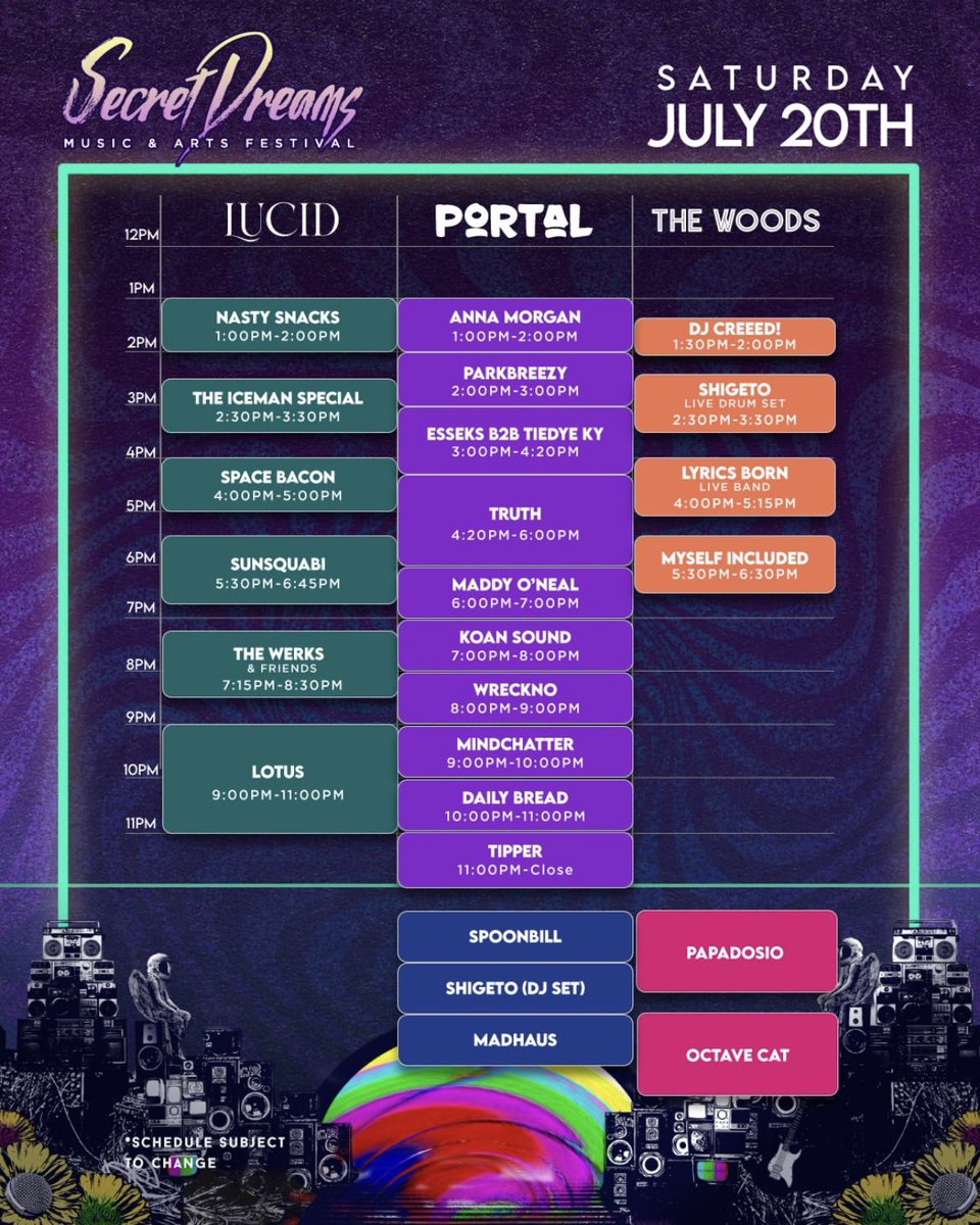 Daily schedule drop 🤝 weekend plans secured

 🎟️ in 🔗 + Preset RVs &amp; Glamping deadline is June 13 ⛺️

See you in the Valley next month! 💜