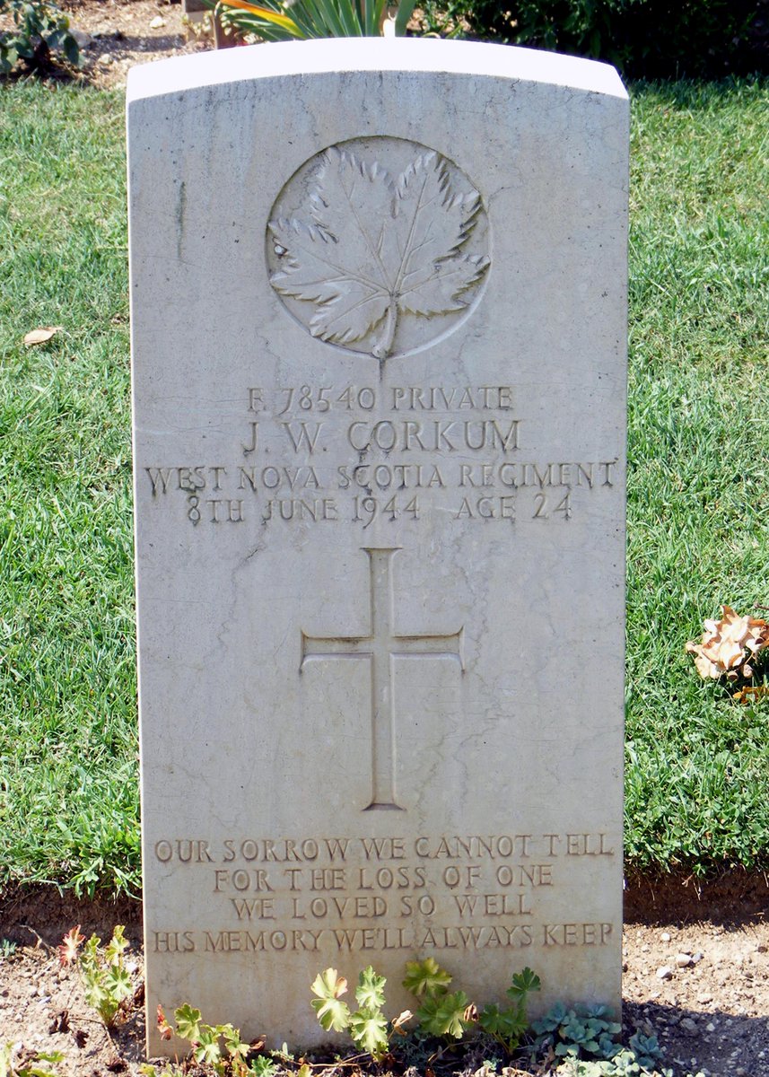 brucefmacdonald's tweet photo. On June 8, 1944, Private James Wallace Corkum, Port Bickerton, Nova Scotia, died of wounds received in combat near Pontecorvo Italy, while serving with the West Nova Scotia Regiment. James' story is available online at https://t.co/C7Dh2jgnMw https://t.co/rB0EzP8KG4