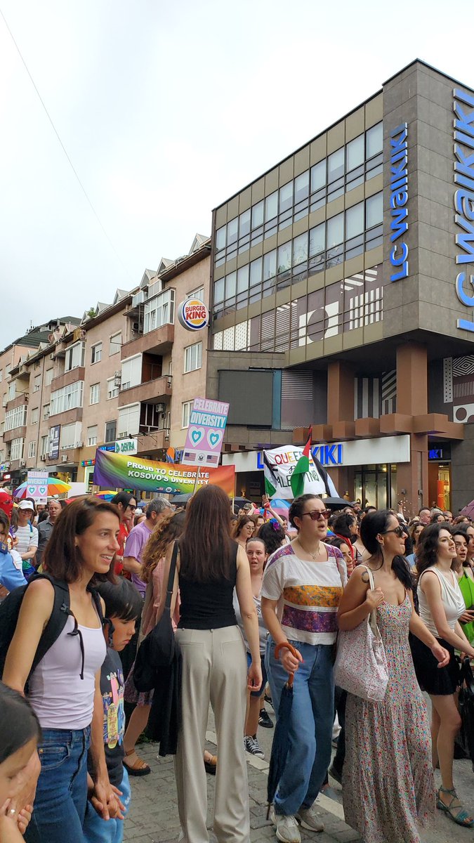 PrishtInsight's tweet photo. Dousins of Kosovo citizens and activists joined at the Skanderbeg square in the capital Pristina on Saturday for the Pride march which will start at 18:00, including high level politicians such as PM Albin Kurti. https://t.co/FumH8yd3KZ