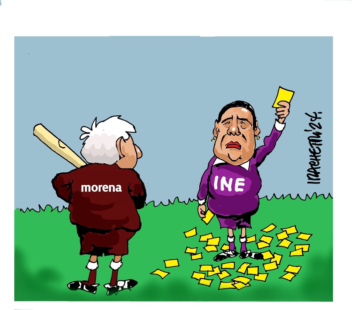 ferbelaunzaran's tweet image. Éste cartón de @13_iracheta me recuerda la intervención de @acostanaranjo, ayer en el @INEMexico👇