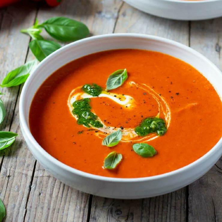 We have delicious roasted red pepper soup on the menu today!