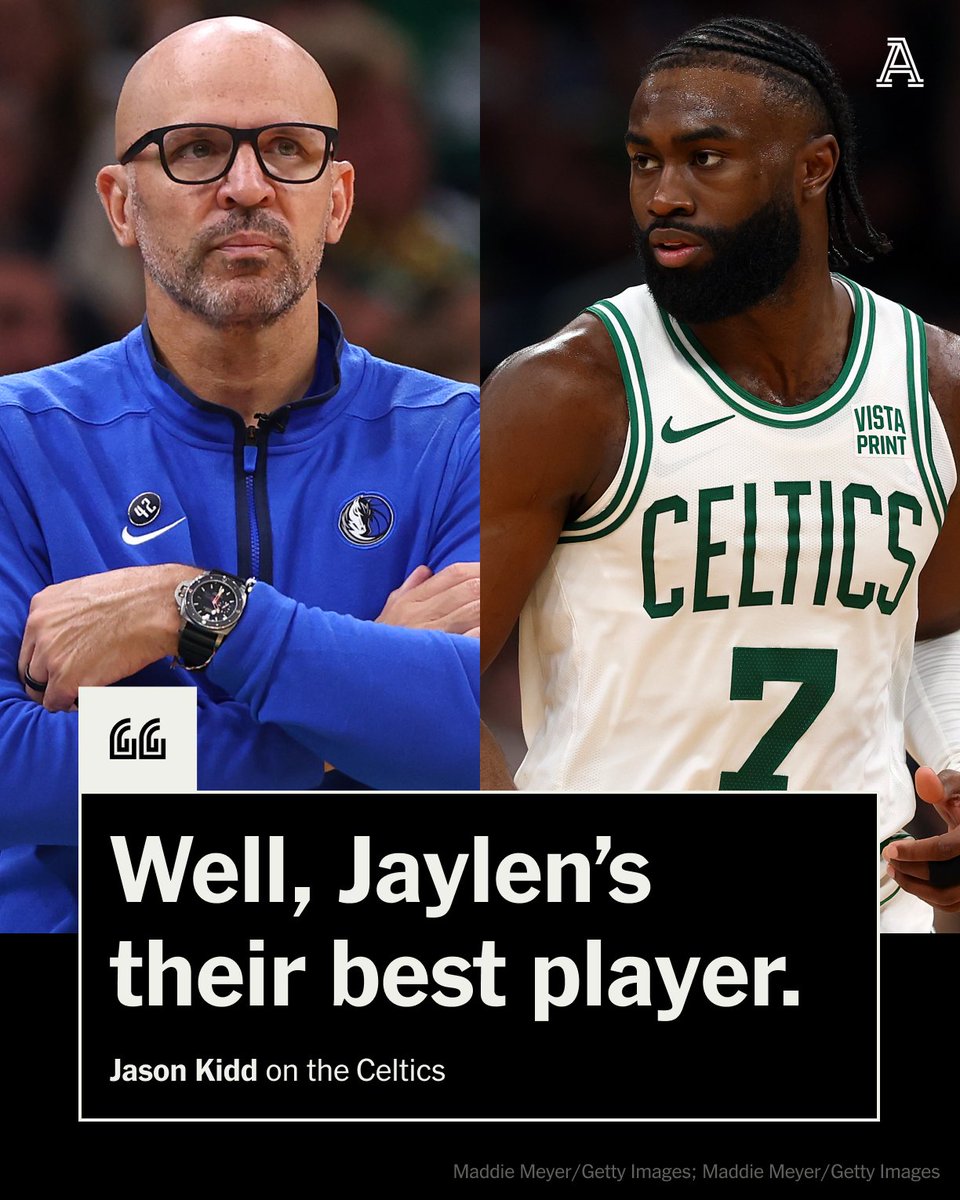 TheAthletic's tweet photo. Mavericks coach Jason Kidd has high praise for Jaylen Brown 👀 https://t.co/GvqS22AoUC