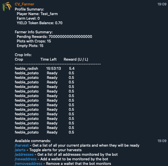 CryptoH0x's tweet photo. New and improved version of @CryptoValleys telegram bot!
🌾Harvest monitoring
⚡️Real time notifications
🚜 Automated farming

Find ValleysFarmBot on telegram and type /start https://t.co/oD2bcpFGfb