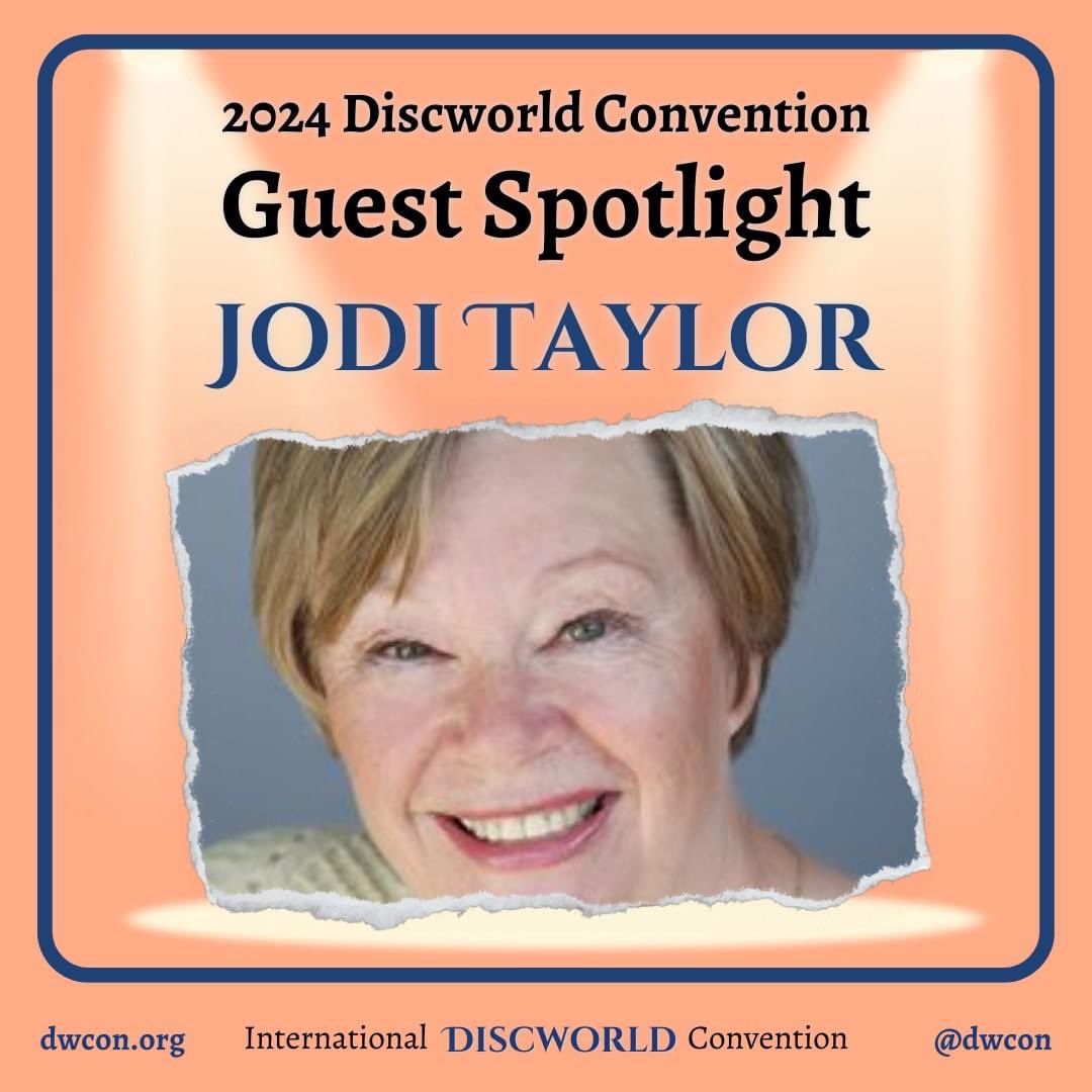 dwcon's tweet photo. .@joditaylorbooks is a dedicated STP fan, known for her bestselling Chronicles of St Mary’s series. She attended her first DWCon in 2022 & enjoyed it so much she’s coming back for more!
#Discworld #DiscworldConvention #ConventionGuest
#GuestSpotlight #TerryPratchett #JodiTaylor https://t.co/Lr8d2VByeK