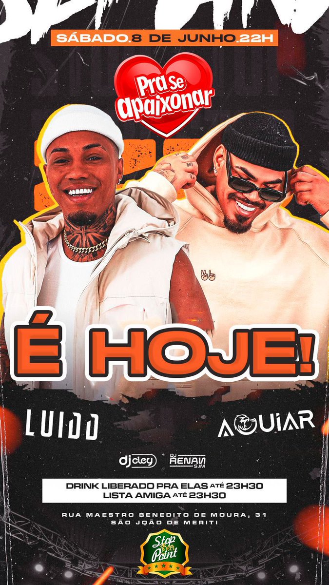 HOJE DIA 8 de JUNHO, teremos 2 SUPER SHOW, com muito pagode e os cantores LUIDD e AGUIAR🎤 no PRA SE APAIXONAR❤️ do Mériti Stop Point 🧨💥 Nos intervalos, os nossos DJs da casa 🎧 RESERVAS e INFORMAÇÃO📱📲21-964519158 📞

Brota, convoca, espalha logo igual fofoca.