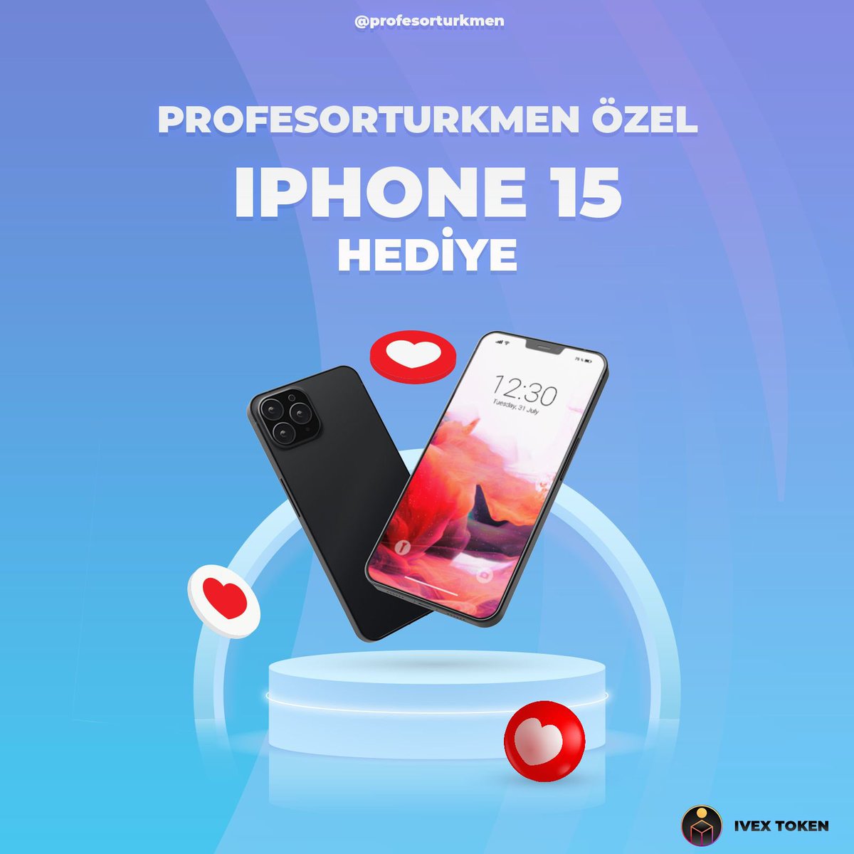 iPhone 15 hediye.

1- twiti retweetle ve beğen.
2- <a href="/ivex_token/">IVEX</a> ve <a href="/ProfesorTurkmen/">Profesor</a> takip et.
3- telegrama katıl. t.me/ivex_token 

Kazananlar pazar akşam açıklanır.