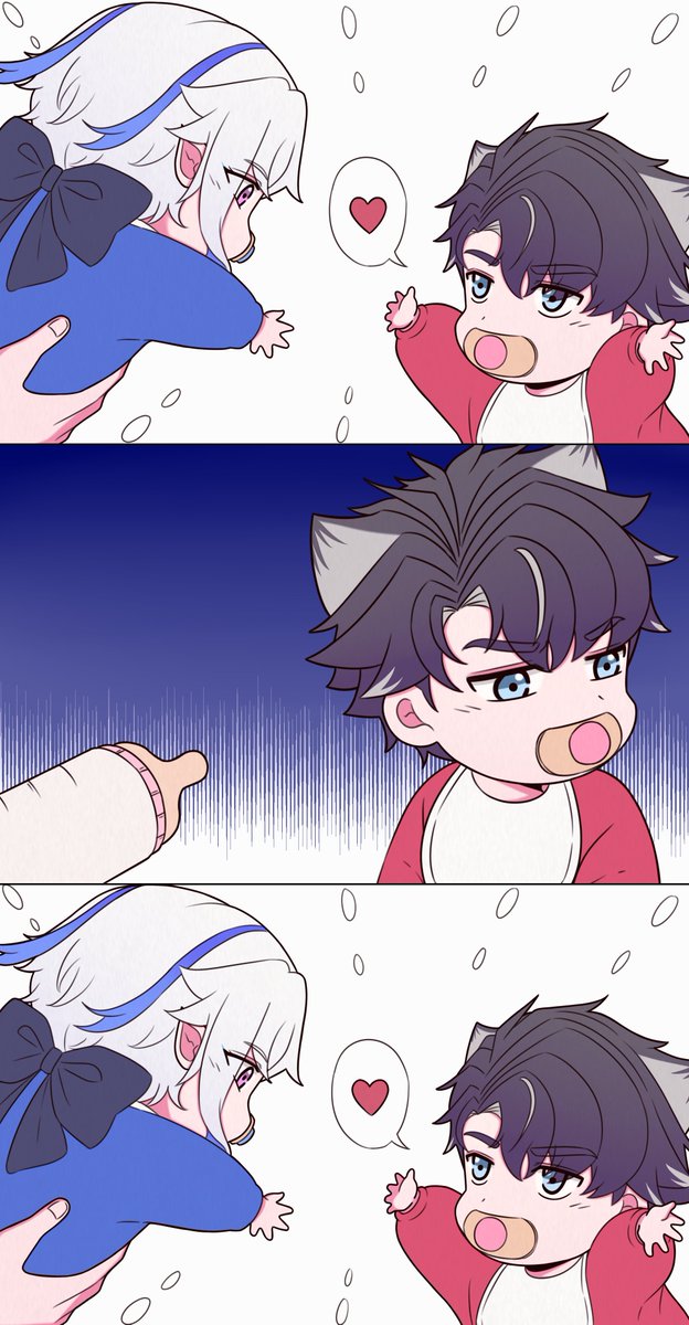[ ⛓️🌧️ Baby AU ] Tiny doggo n tiny dragon 