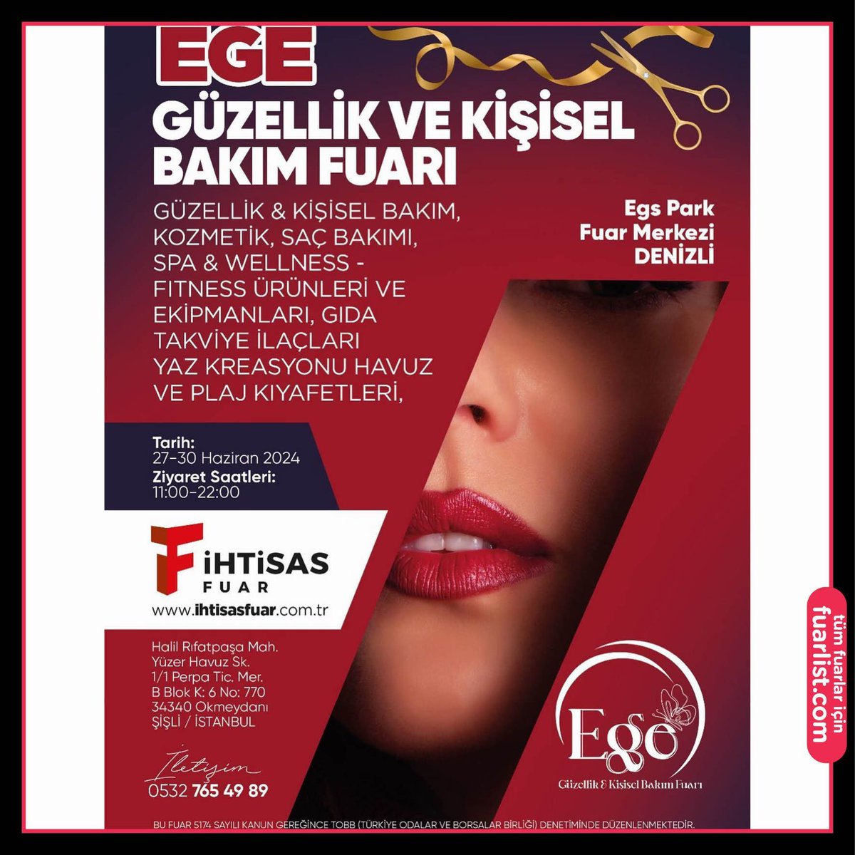 Ege Güzellik ve Kişisel Bakım Fuarı
📆  27-30 Haziran
📍   #Denizli EGS Park Fuar Merkezi

Detaylar için 👉fuarlist.com/fuar/ege-guzel… 
.
#fuar #fuar list #fuarlar #expo #fair #trade expo #expotrade