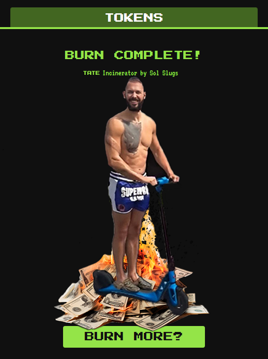 TateIncinerator's tweet photo. Hey @Cobratate, we sent you a gift. You know what to do 😉

 https://t.co/T6kKRlcvbe https://t.co/ilJByqHxEb