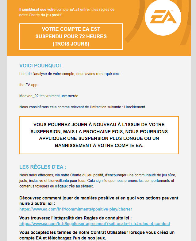 hhazerty's tweet photo. @EA  @easportsfcfr  merci pour un ban injustifié, au lieu de me ban pour ça allez ban les mecs qui m'insultent et me menace de me pirater mon compte EA good job EA https://t.co/HYyD0zVau9
