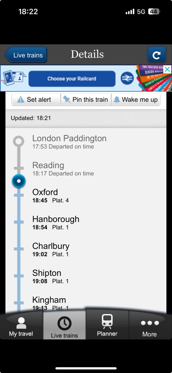 trudy_tsang's tweet photo. @GWRHelp Departs are 18:19, says it departed 18:17. https://t.co/RslA0abEks