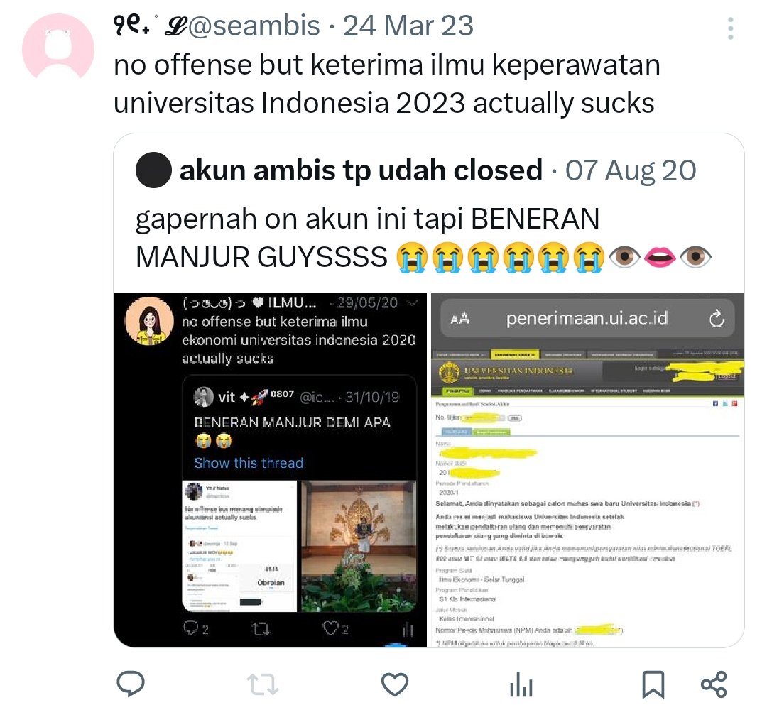 seambis's tweet photo. real ya...walau ngga masuk ui sih..tapi keperawatan juga 😃

https://t.co/chuUvSecGW https://t.co/ZYV2rJMpQg