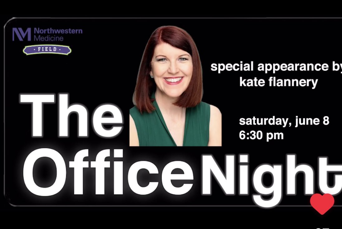 KateFlannery's tweet photo. Tonight I’ll be in Illinois at the @KCCougars game it’s The Office Night. Where are YOU gonna be? 6pm June 8th #baseball #chicagoadjacent #kanecountycougars ☘️ https://t.co/IPQe5Mna8a