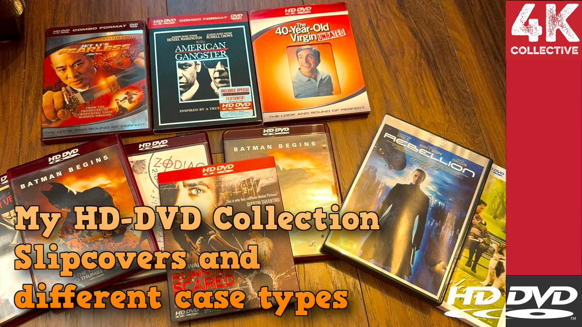 the4kCollectivE's tweet photo. I’ve been busy sorting out the HD-DVD collection this afternoon. Just some of the HD-DVD collection. Some slipcover releases and a look at the various cases the red side used.
https://t.co/b4Pgq5RJmA
#HDDVD #PhysicalMedia #Cinema4KC https://t.co/5bviD0lqk2