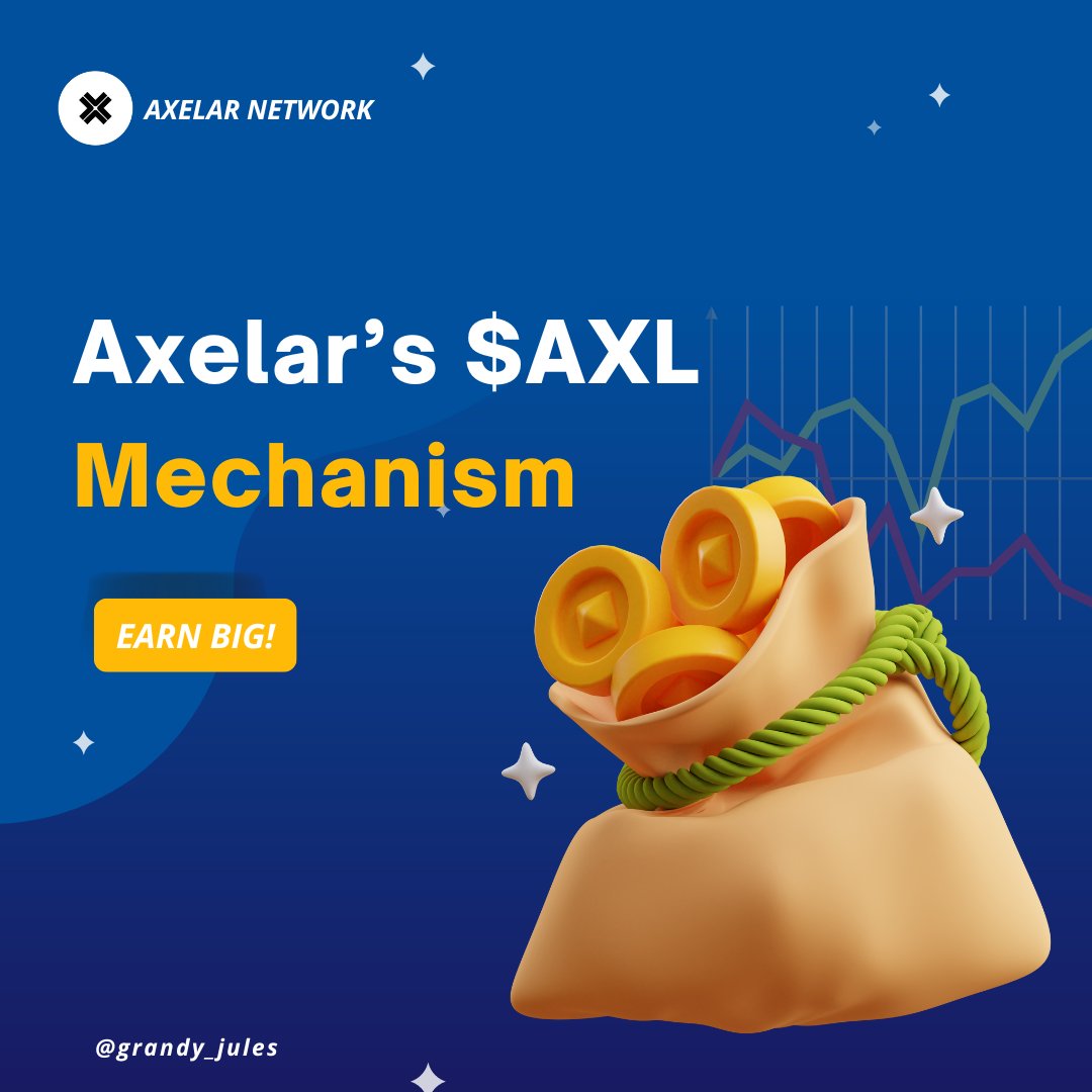 grandy_jules's tweet image. 😀Today, let&apos;s talk about Axelar&apos;s $AXL Mechanism

At the heart of the Axelar network&apos;s security and scalability lies the AXL mechanism. 
This staking token powers the network&apos;s proof-of-stake consensus protocol, where Axelar #validators stake their AXL tokens. 

#axelarnetwork