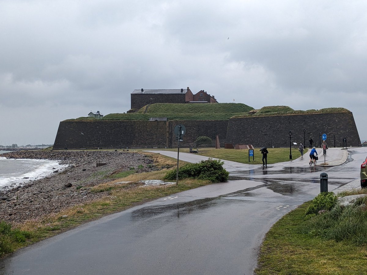 bamboolejog's tweet photo. The fortress at Varberg - also gives you a feel for how very wet it was today - and still is 7 hours later! https://t.co/8dWBOHTfhH