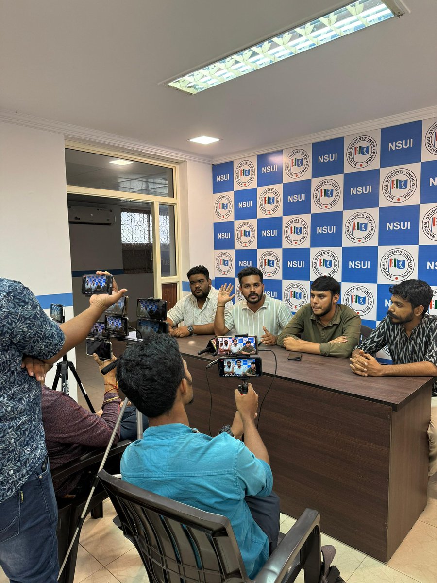 NSUIGoa's tweet photo. NSUI Goa holds a Press Congress today at NSUI Headquarters today demanding justice for NEET Aspirants. Scam in NEET results needs to be investigated thoroughly under the supervision of Supreme Court. For the sake of future generations of doctors.(1/2) https://t.co/mPXuDgAoiT