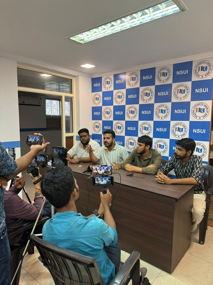 NSUIGoa's tweet photo. NSUI Goa holds a Press Congress today at NSUI Headquarters today demanding justice for NEET Aspirants. Scam in NEET results needs to be investigated thoroughly under the supervision of Supreme Court. For the sake of future generations of doctors.(1/2) https://t.co/mPXuDgAoiT