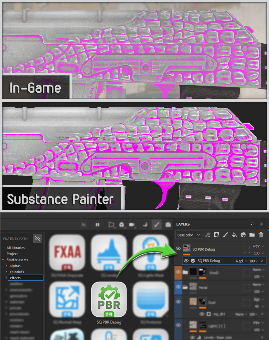 🚀 New tool for checking PBR compliance of skin textures in #CS2 — SQ PBR Debug! 🎨🔍

Create high-quality PBR skins using SubstancePainter and meet Valve's standards. Try it out and enhance your work! 📈✨

🔗 Find the DOWNLOAD link here: steamcommunity.com/sharedfiles/fi…

<a href="/CounterStrike/">CS2</a>