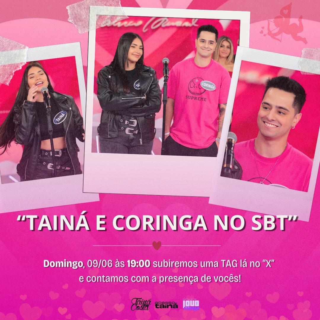 AcessoTaina's tweet photo. Amanhã a Tainá e o Coringa vão participar do Programa do Silvio Santos no SBT. 

🔗 Organizamos uma TAG: TAINÁ E CORINGA NO SBT

🚨 A TAG iniciará 19h. 

Use a tag durante o programa para comentar e participe dos mutirões. Contamos com vocês!

Colaboração: @cfloudcoringa https://t.co/gTZqs2evUW