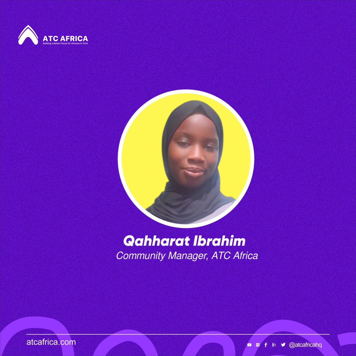 atcafricahq's tweet photo. As ATC Africa's continues to grow, meet the amazing @Qahharat our Community Manager! https://t.co/MeMMYhG1tL