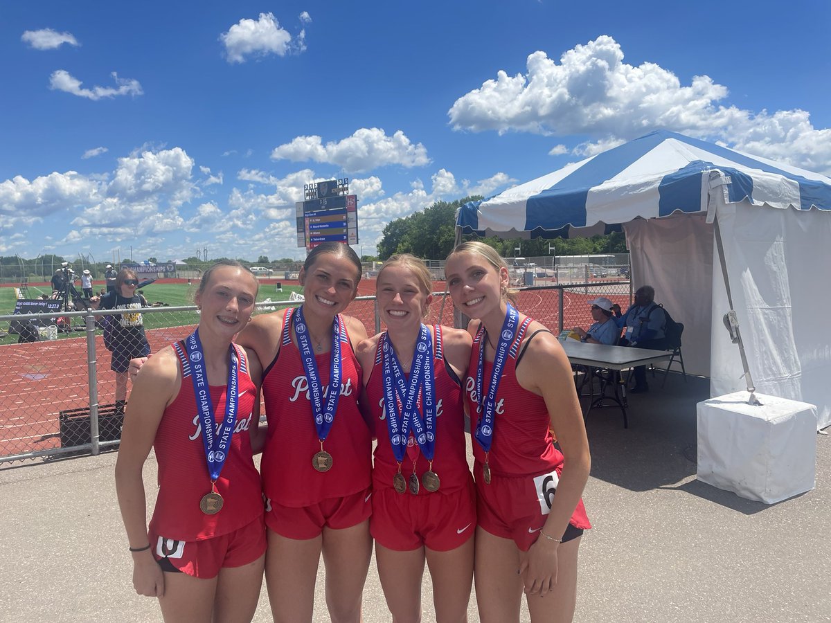 Conrad Engstrom (@the_rad34) on Twitter photo Pequot Lakes girls’ 4x400 relay wins the state title to conclude the Class 2A Finals.
Calia Chaney, who is wearing 3 medals, won the 800 run and placed 2nd in 1600 today as well.
<a href="/JeremyMillsop/">Jeremy Millsop</a> Pequot Lakes girls’ 4x400 relay wins the state title to conclude the Class 2A Finals.
Calia Chaney, who is wearing 3 medals, won the 800 run and placed 2nd in 1600 today as well.
<a href="/JeremyMillsop/">Jeremy Millsop</a>