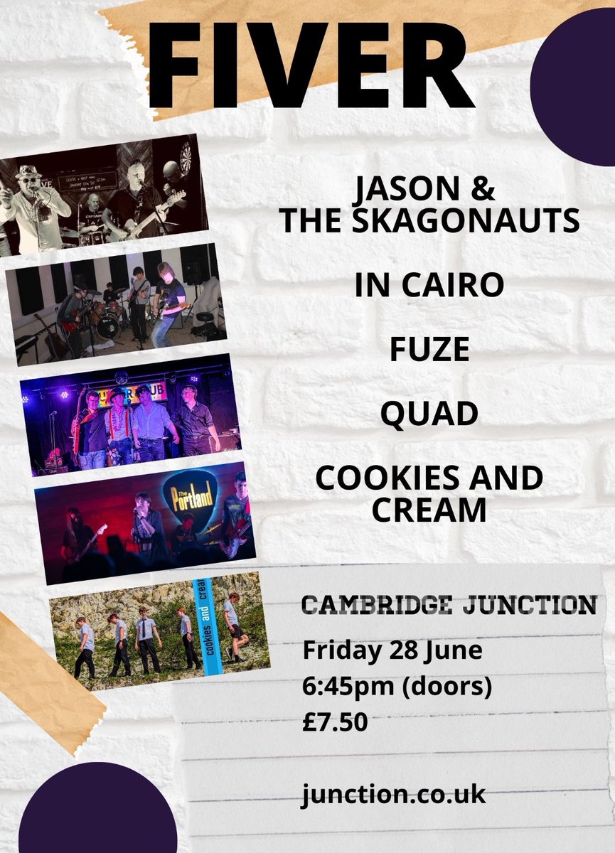 CambsCreate's tweet photo. So pleased that our fantastic Y10 @Coleridge_Edu Band ‘Cookies and Cream’ has been invited back to perform at the @CambJunction in the June #FIVER Gig. They’d love you to be there to support them. Use the code CANDC to get a discount on tickets. 🎵🎸🎤 #LiveMusic @United_Music1 https://t.co/6nyrKtkC8W