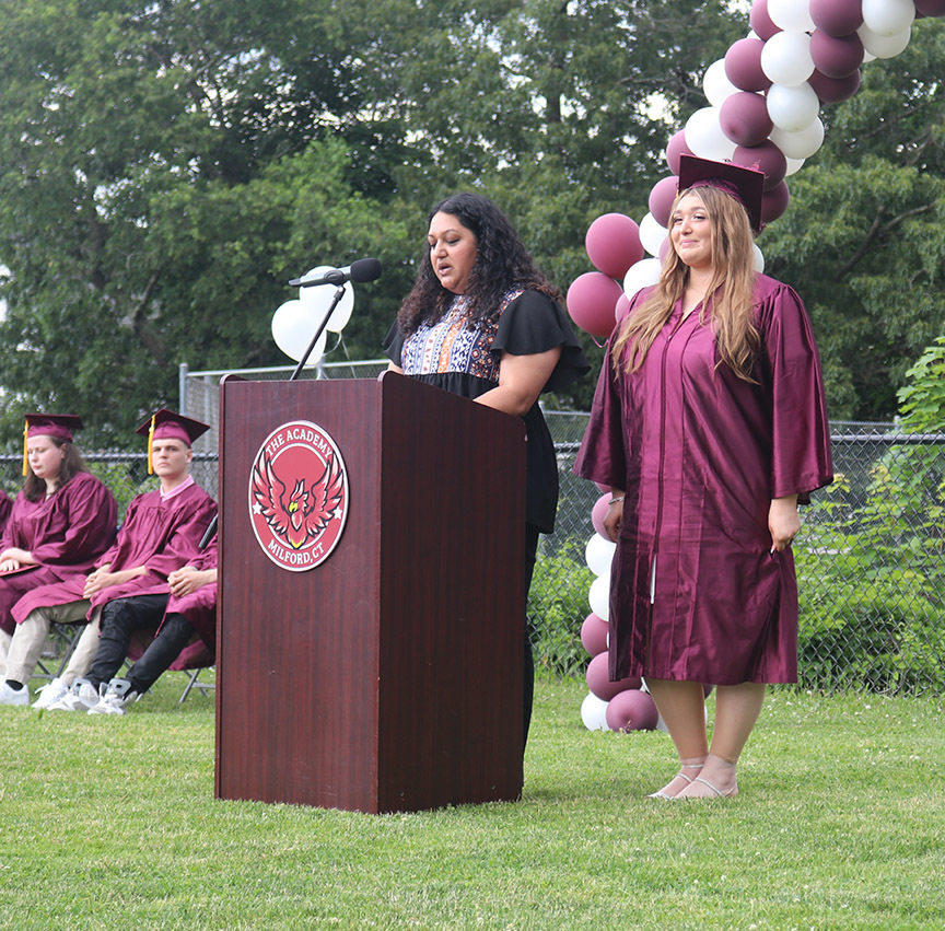 Principal Amanda Marshall could not be prouder of her students and wishes them all that life has to offer.  And with that, the diploma distribution began.  The pride is apparent here -- their faces tell it all.