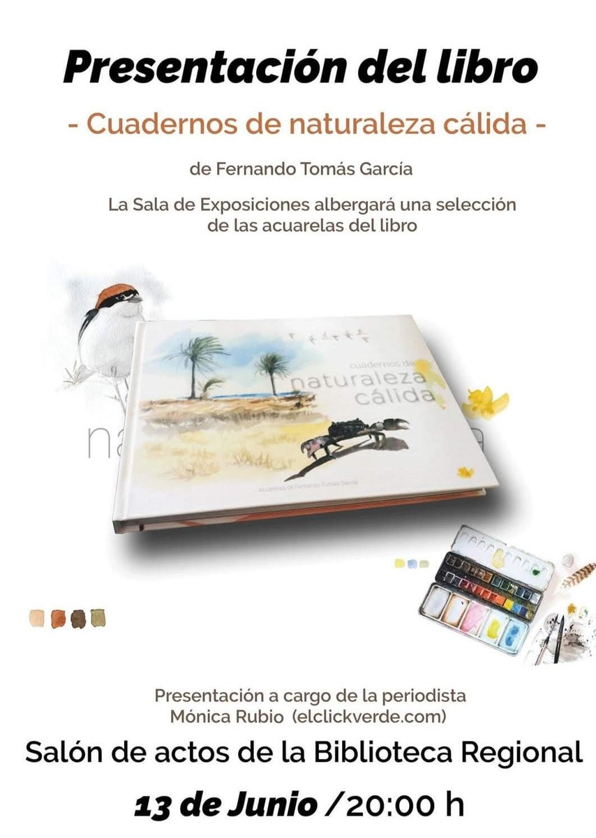 El JUEVES 13 de JUNIO tendré la suerte de charlar con Fernando Tomás <a href="/Biovisual/">Biovisual</a> sobre su preciosa obra, 'Cuadernos de naturaleza cálida', en la <a href="/brmu/">Biblioteca Regional de Murcia</a> Biblioteca Regional de Murcia
Un libro delicioso
⏰ 20:00 h
#biodiversidad #ilustracion #aves #fauna #vegetacion #paisajes