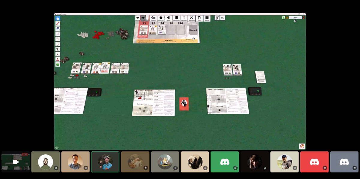 Excellent demo of the upcoming <a href="/wehrlegig/">Wehrlegig Games</a> title "Hell-Raisers of Kanawha County" from <a href="/drewwehrle/">Drew</a> and <a href="/josephnschmidt/">Joe Schmidt</a>. "Initiative is this card, I like to refer to it as having the governor in your pocket."