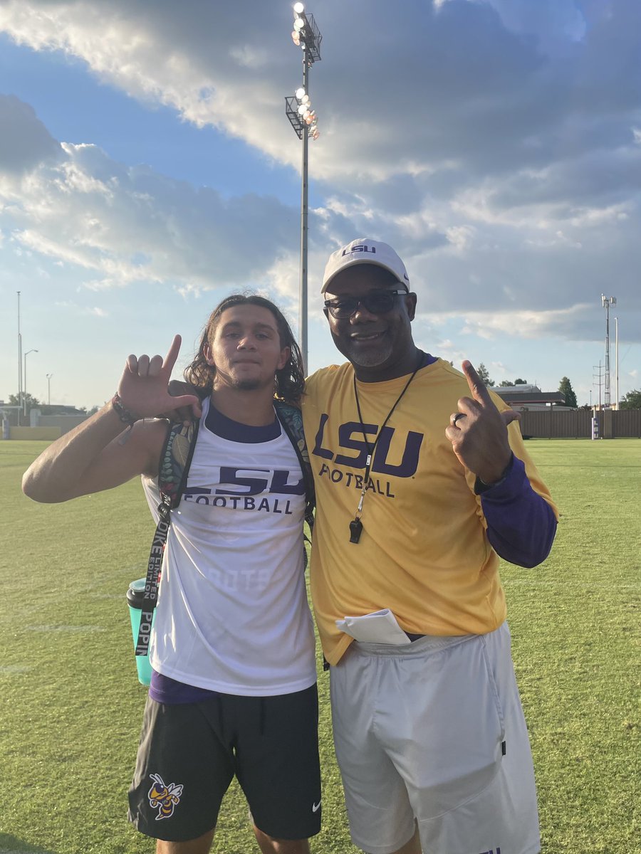 Enzo2fastt's tweet photo. Thank you @LSUfootball and @FrankWilson28 
For helping me increase my talents for this upcoming season.  @MurphyNash3 looking forward to y’all’s camp next week. https://t.co/DZMFUGttyJ