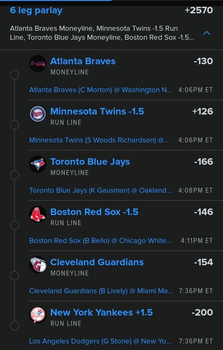 $38.90 to win $1000.00 .. although they screwed me last night, I like the Twins to win with little sweat. +126 for nice profit ALSO full transparency I played this lay as a round Robin. Tired of losing 1 lol. Best of luck to all!!