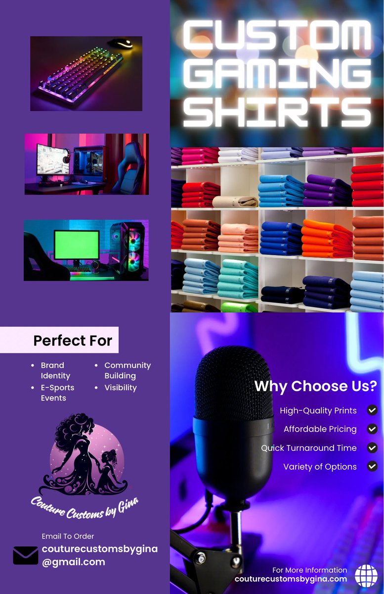 👀Level up your style with our custom T-shirts made for gamers! 🎮👕 Perfect for any gaming event or everyday wear. Order yours today and stand out in the game! 

#GamingApparel #CustomTShirts #GamerStyle #LevelUp #GamerFashion #Esports