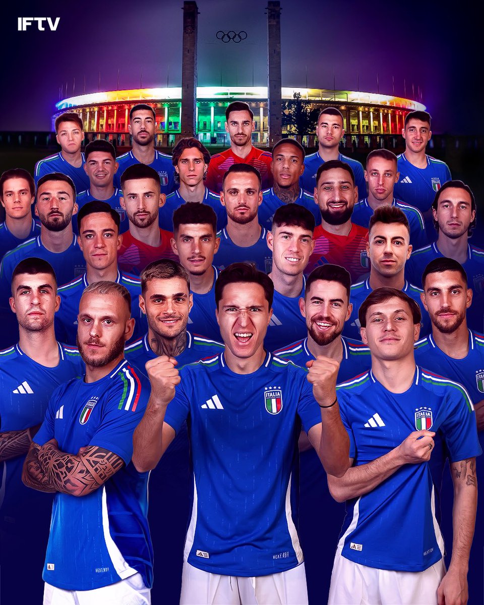 The OFFICIAL Azzurri squad numbers for EURO 2024 have been RELEASED #⃣🇮🇹

1 - Donnarumma
2 - Di Lorenzo
3 - Dimarco
4 - Buongiorno
5 - Calafiori
6 - Gatti 
7 - Frattesi
8 - Jorginho
9 - Scamacca
10 - Pellegrini
11 - Raspadori
12 - Vicario
13 - Darmian
14 - Chiesa
15 - Bellanova