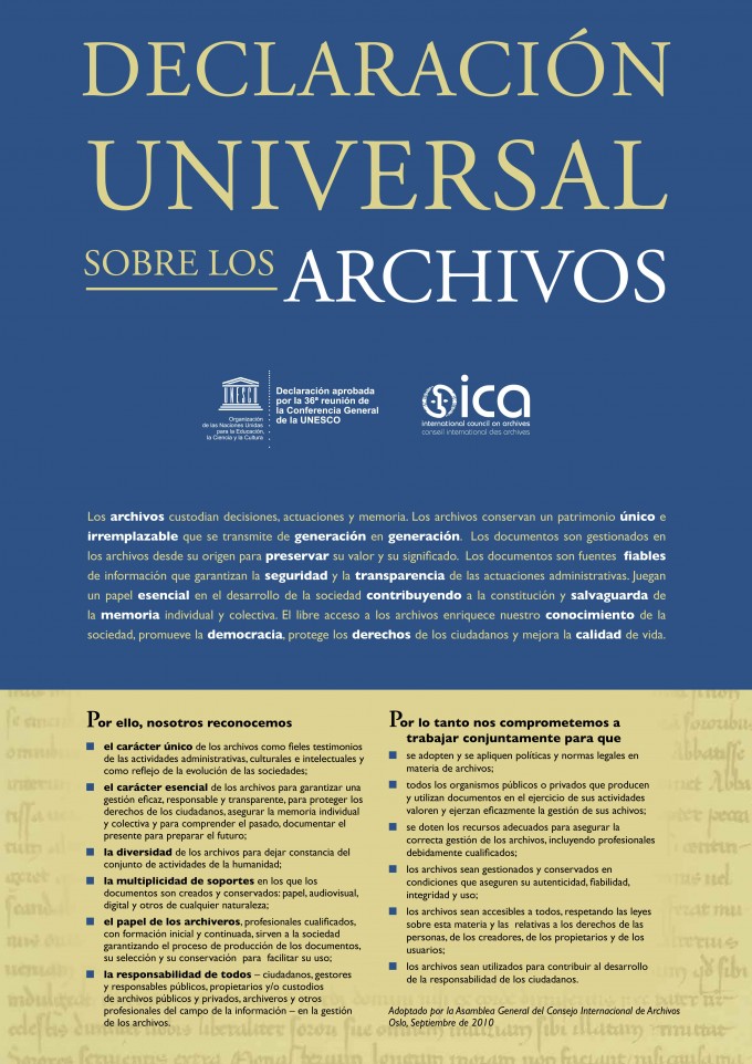 🥳🥳📢📢Hoy en el #DíaInternacionalDeLosArchivos queremos compartir la "Declaración Universal de los Archivos" que fue adoptada por la 36ª Sesión de la Conferencia General de la UNESCO el 10 de noviembre de 2011.
#CiberArchivos #IAW2024
ica.org/es/resource/de…