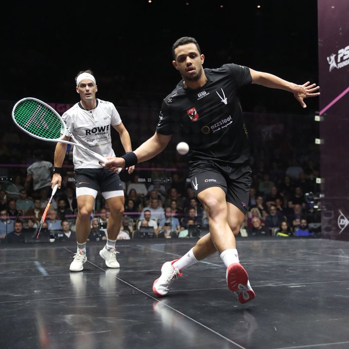 Mostafa Asal and Paul Coll in action at the British Open. 
