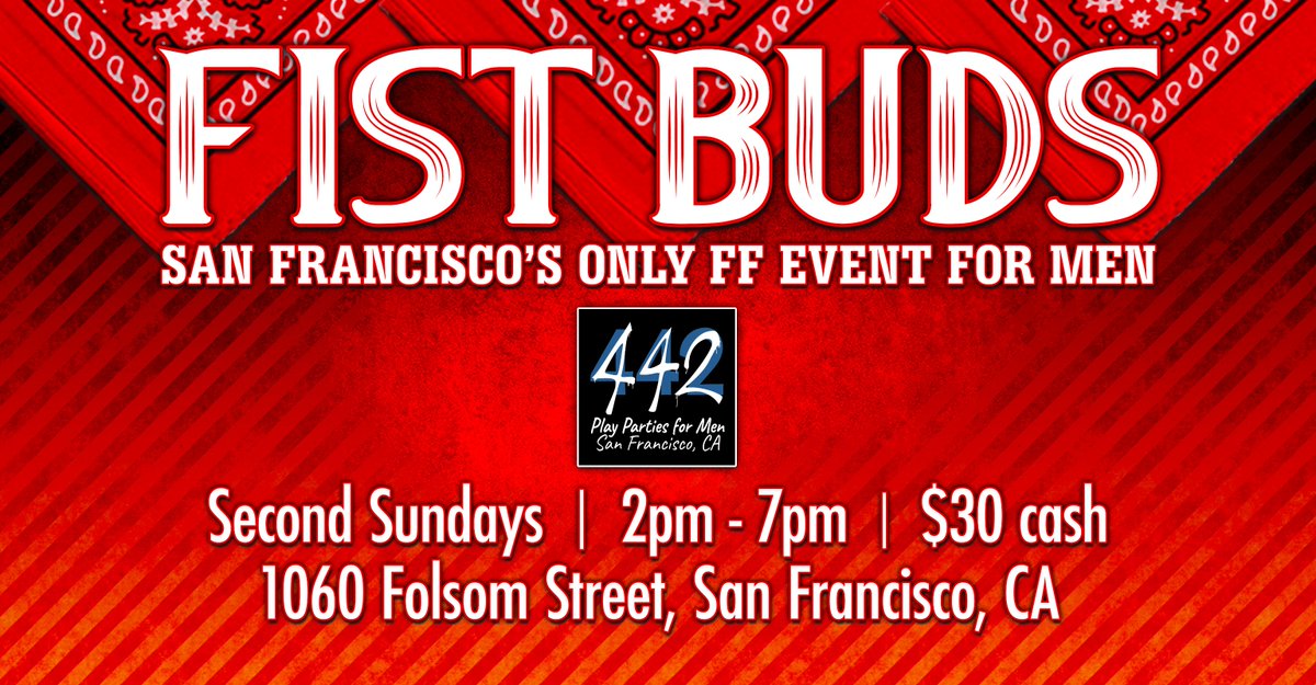442Events's tweet photo. This Sunday, June 9th - 442 presents... FIST BUDS, SF's premiere ffisting event for men of all experience levels. 2pm - 7pm. 1060 Folsom St. $30 cash only please. Full Details at https://t.co/n81cHRmFxb #ffisting #gayff #punchff #sloppy #wrecked #gaping #FistBuds https://t.co/UUsMtl9HTg
