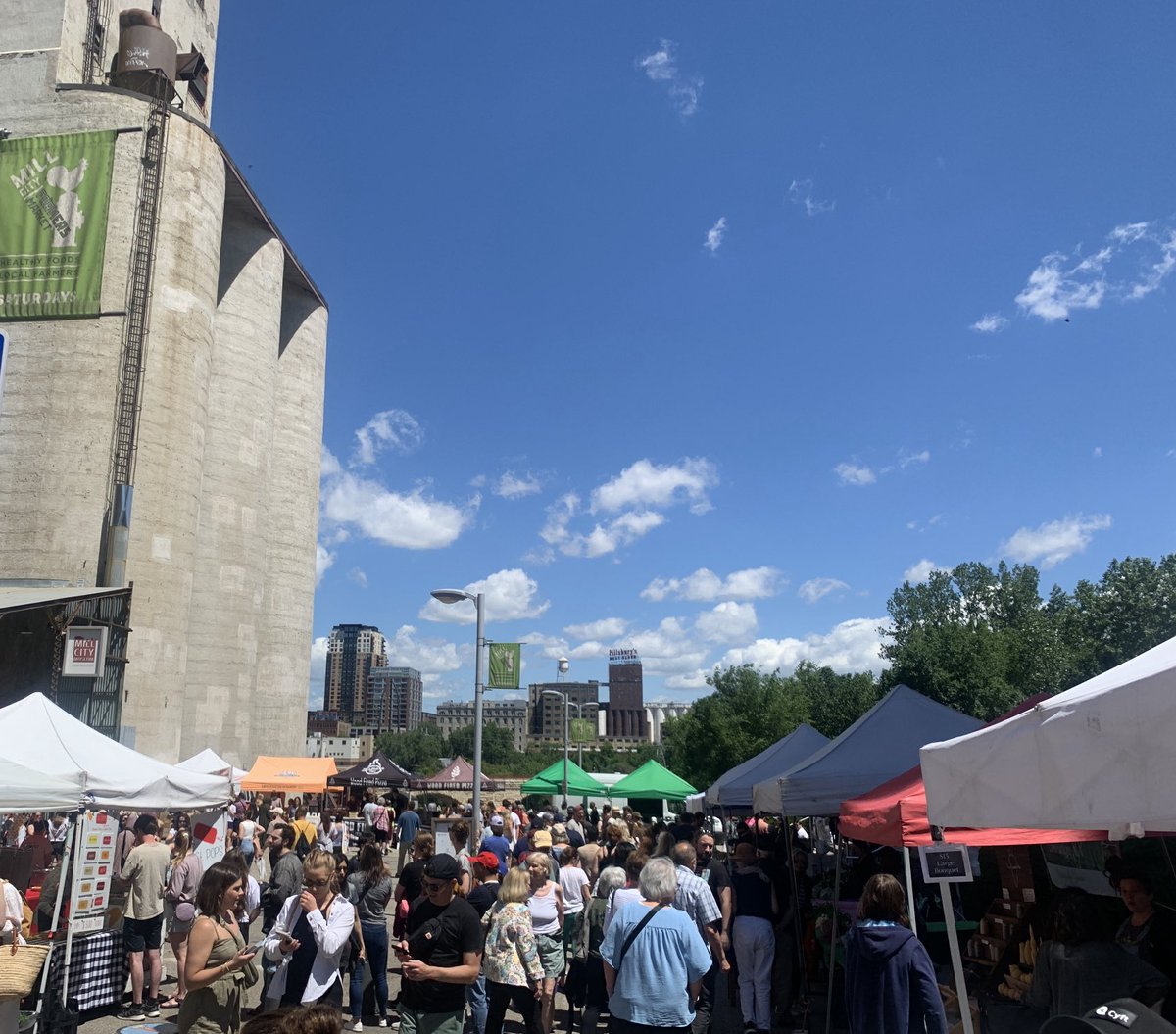 Perfect day for a ride to the Saturday Mill City Market. Looking good, downtown Minneapolis!