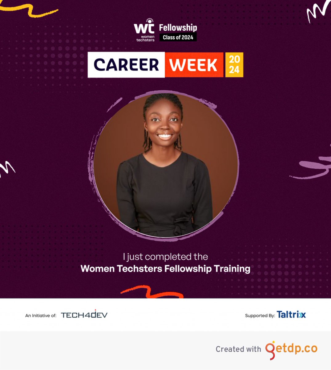 AbayomiPhebe's tweet photo. The best part of the women Techsters Fellowship for me, has been the community. the fact that I don't have to go through this challenging but sweet journey alone, is really amazing and helpful..
#womentechstersfellowship
#Tech4dev
#womentechstersfellow
#Tech4devcareerweek https://t.co/mrWp5qjW7q