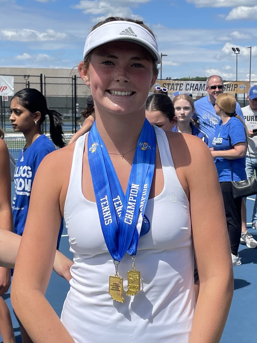Bull Dog Kathryn Wilson defends her ⁦<a href="/IHSAA1/">IHSAA</a>⁩ State Individual Singles Tennis title with a 6-1, 6-4 victory in the finals. Congratulation Kathryn!