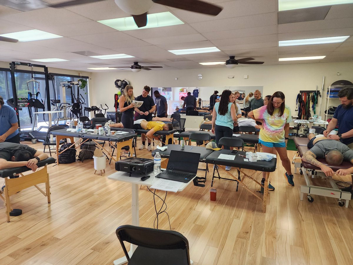 chris_goult's tweet photo. Fun group of 18 clinicians learning electro dry needling in St. Petersburg, FL. Dry needling beyond the trigger point. @DrDunning @PaulBliton @DrPhysioHealth #AAMT #AAMTFELLOWSHIP #manualtherapy #PTfirst https://t.co/McMyrH8V4U