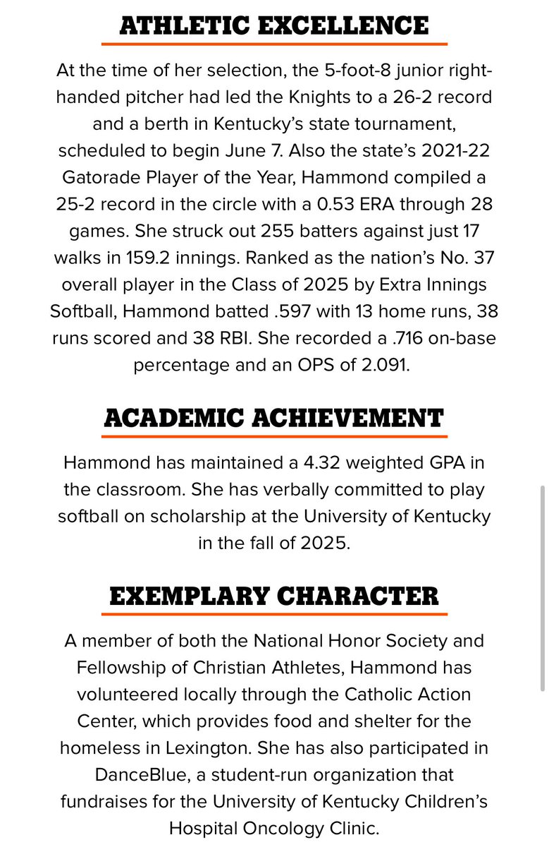 abby_hammond13's tweet image. Honored to be named @Gatorade Kentucky Softball Player of the Year x2!! Thankful for my family, coaches, and teammates who have helped me along the way. #GatoradePOY 
@CathSoftball @ForceSouthern @UKsoftball @DiNardoSports @rachelrileydmd