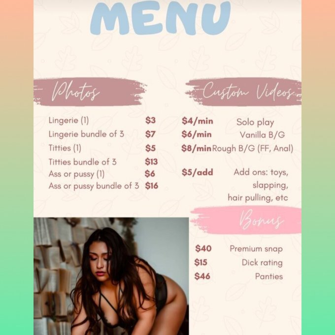 💐Custom Video/Picture Menu💐 Do You Wanna See Something For Your Eyes Only? Maybe You Have Something Particular<a href="/tag/snapchat"class="tags"><span>#snapchat</span></a><a href="/tag/thick"class="tags"><span>#thick</span></a><a href="/tag/promo"class="tags"><span>#promo</span></a><a href="/tag/pornhub"class="tags"><span>#pornhub</span></a><a href="/tag/mv"class="tags"><span>#mv</span></a><a href="/tag/onlyfansgirl"class="tags"><span>#onlyfansgirl</span></a>