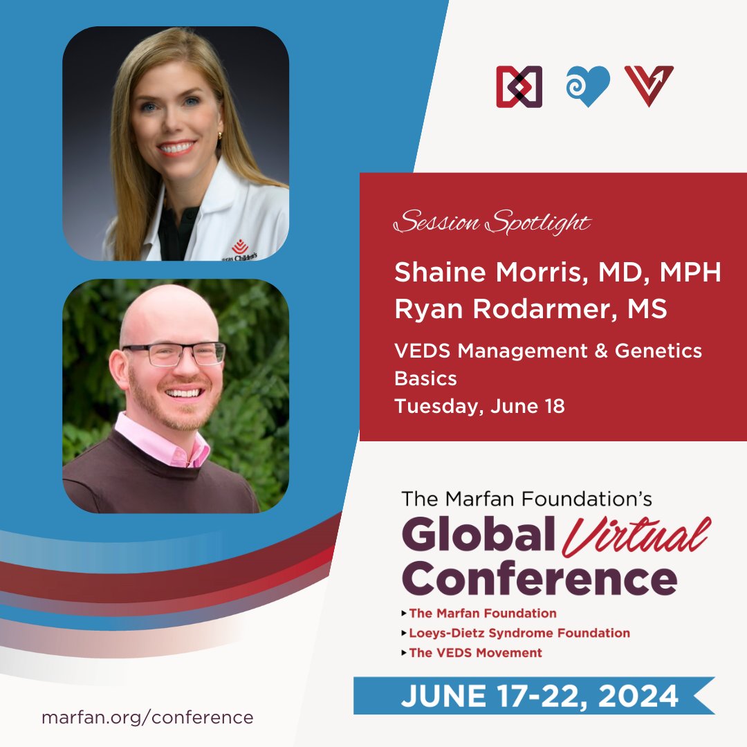 Want to learn more about the relationship between genetics and a VEDS diagnosis? Sign up for Global Virtual Conference 2024 and attend this session with Dr. Morris and @3rscardioGC Register at bit.ly/3EPmQEO #VEDS #genetics