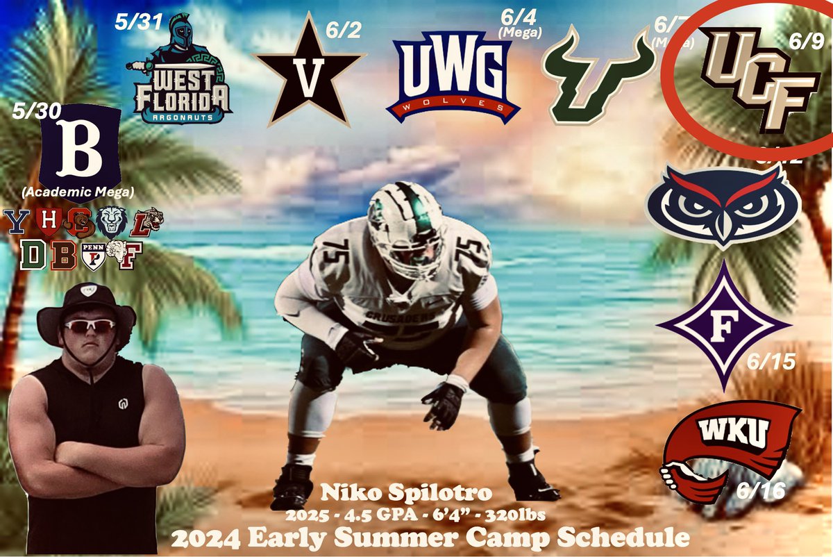 NikoSpilotro's tweet image. Excited to hop back into the trenches tomorrow @UCF_Football Camp! Gonna be a great day in Orlando! #AllThings

@CoachHand @CoachGusMalzahn @CoachB_Blackmon @GaitherFootbal1 @Cowboycoach2016 @BigPlayRay50 @CSAPrepStar @PrepRedzoneFL @DFO_AJ