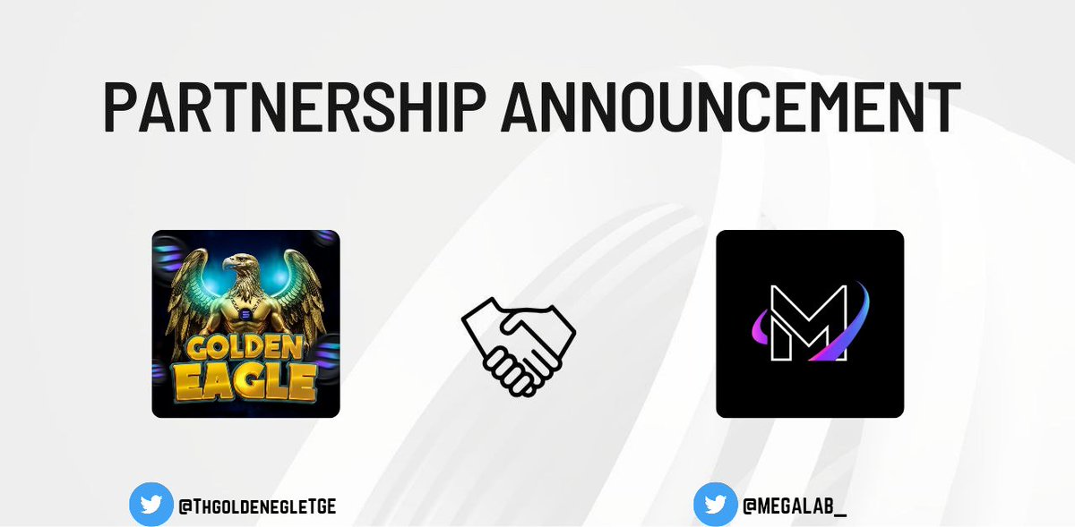 MegaLab_'s tweet image. ⚡️PARTNERSHIP ANNOUNCEMENT⚡️  

Super excited to announce we are joining hands with @ThgoldenegleTGE 🔔and @MegaLab_💃

Our IDO will run on both platforms and together we&apos;ll support the expansion of the #BSC!🚀  

#bsc #Blockchain #thegoldeneagle @ThgoldenegleTGE