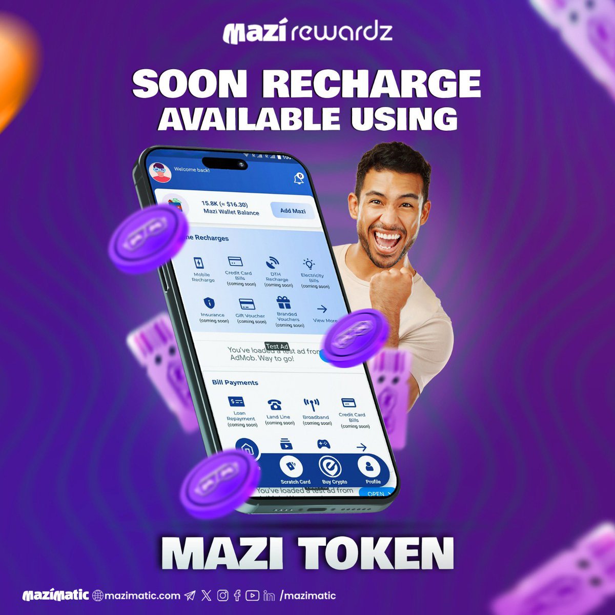 PSKxCrypto's tweet photo. Within the #MaziRewardz app, you will soon be able to recharge and pay your mobile bills using $MAZI tokens! ๐ฅ
Revolutionising your mobile payment experience!
#MaziMatic #Mazi $MAZI #MaziRewardz #Mazidotgame #MaziFinance #BetBTC #epayme #Metaverse #SaitaChainCoin #SaitaChain #SaitaRealty #ETH #BNB #BTC #Bitcoin #NFT #Crypto #Forex #Binance #TMobile