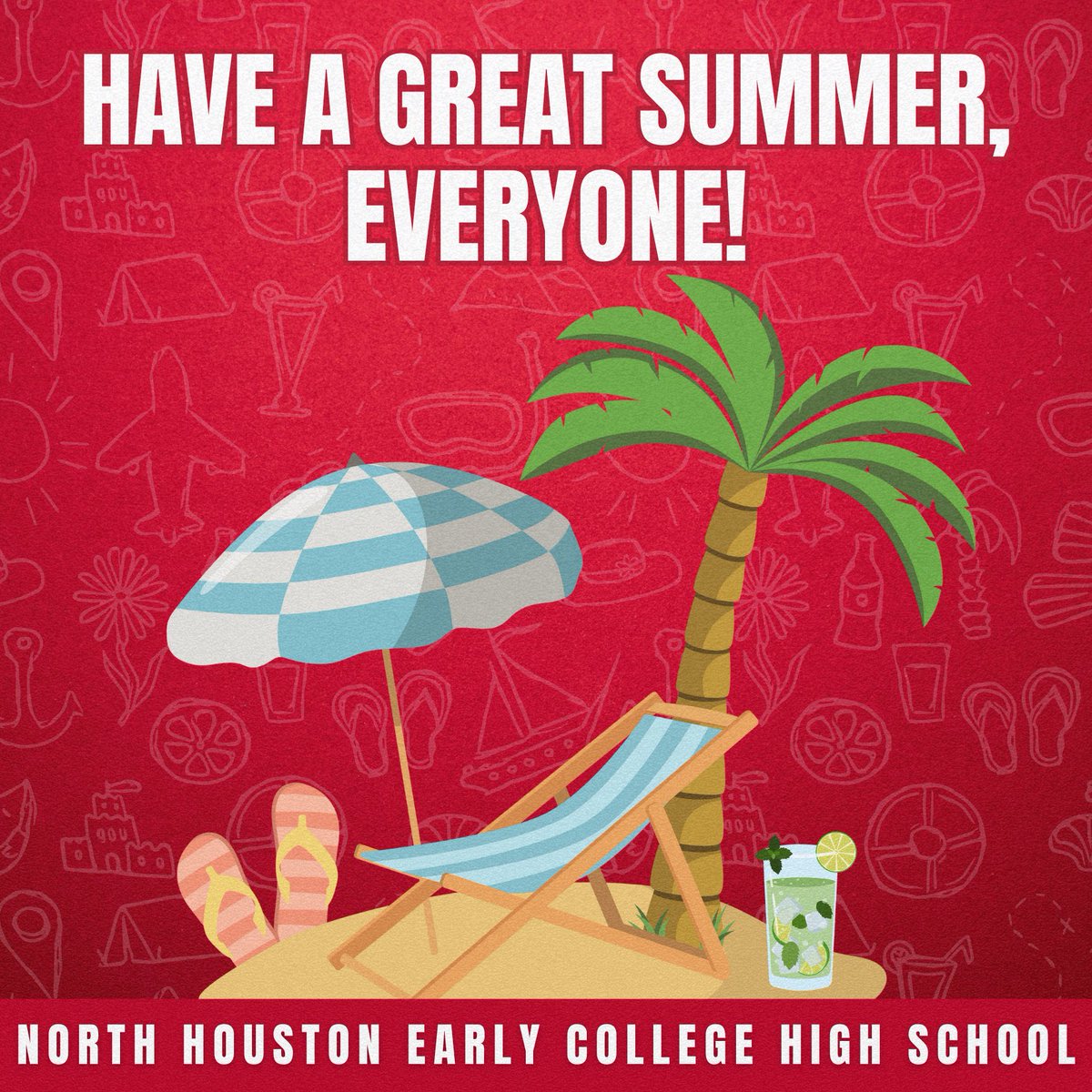 HISD_NHECHS's tweet photo. As the school year comes to a close, we want to extend our warmest wishes to all the NHECHS Family! ☀️ 😎 🏖️ Stay safe, have fun, and we'll see you all refreshed and ready for another fantastic year in the fall!
#NHECHSRedhawks #SummerBreak #WellDeserved #SchoolOutForSummer https://t.co/hB7j4haeos