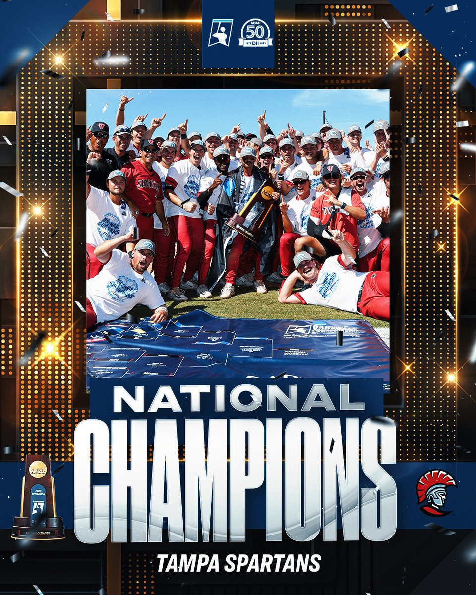 NCAA Division II (@ncaadii) on Twitter photo 🏆🏆🏆🏆🏆🏆🏆🏆🏆
Congratulations to <a href="/tampaspartans/">Tampa Spartans</a> who are the 2024 #D2BSB National Champions!
The Spartans now tie the NCAA DII record for most baseball national titles.
#MakeItYours 🏆🏆🏆🏆🏆🏆🏆🏆🏆
Congratulations to <a href="/tampaspartans/">Tampa Spartans</a> who are the 2024 #D2BSB National Champions!
The Spartans now tie the NCAA DII record for most baseball national titles.
#MakeItYours