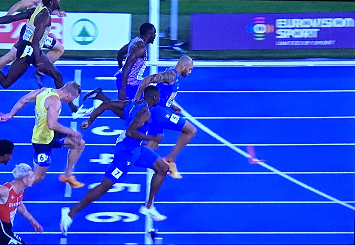 StefVic's tweet photo. Jacobs-Ali, Italia e Italia, siamo oro e argento finale 100 metri si vola all’Olimpico #europeiatleticaroma2024 https://t.co/YaNjnCYK0q